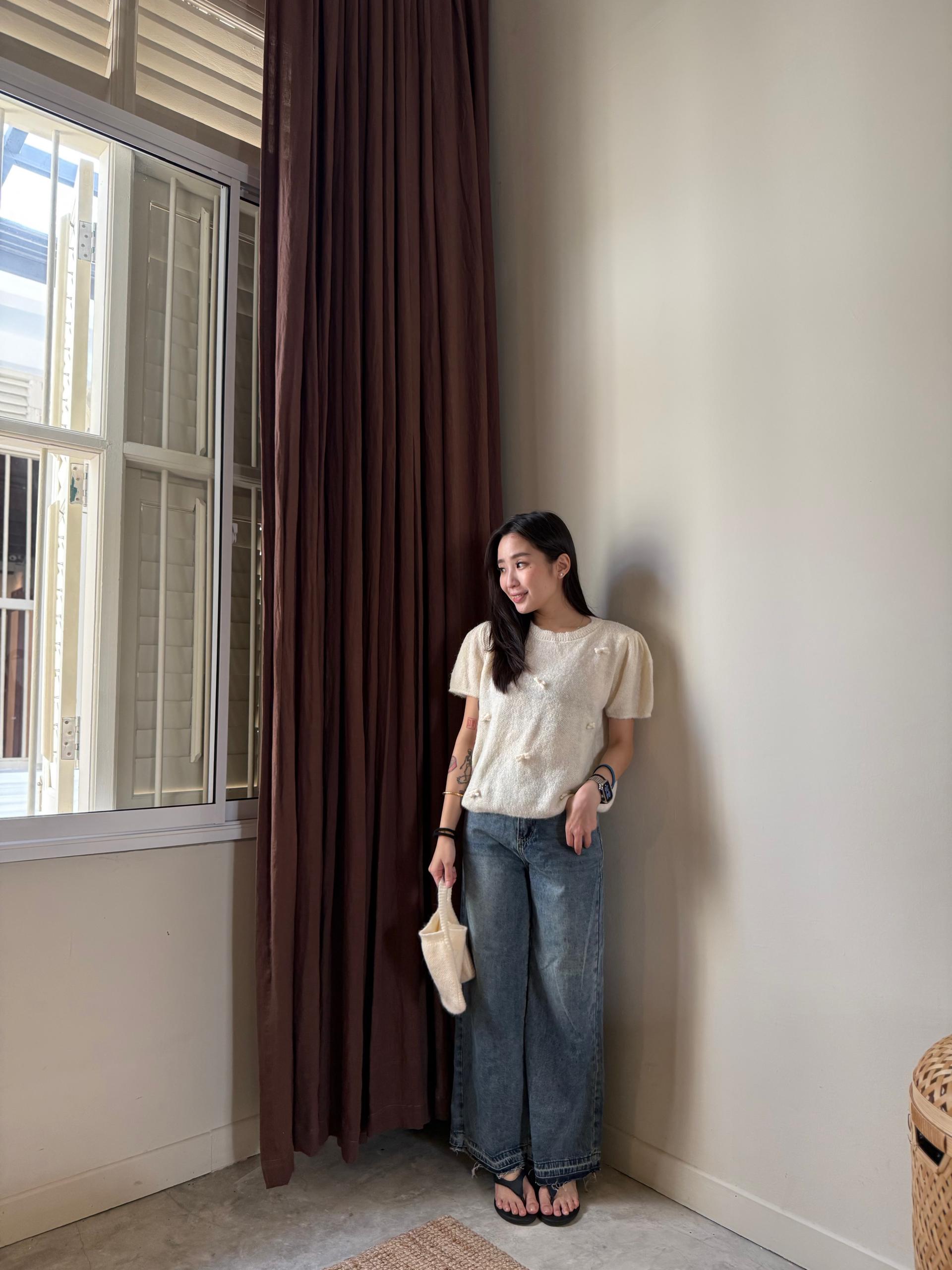 0394 RIBBON KNITTED TOP