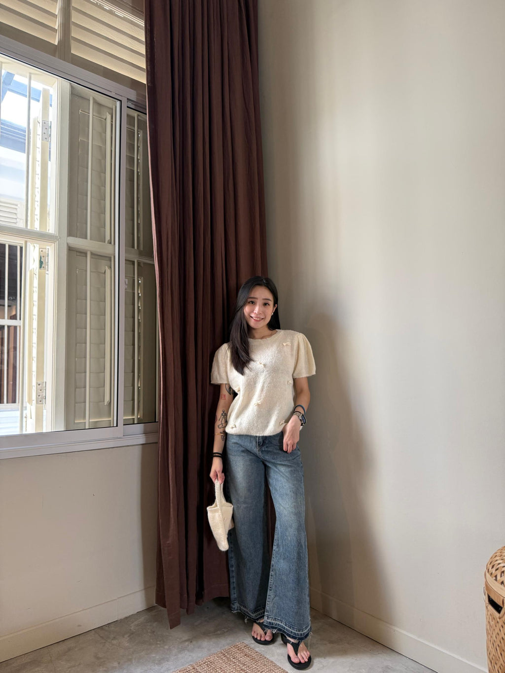0394 RIBBON KNITTED TOP