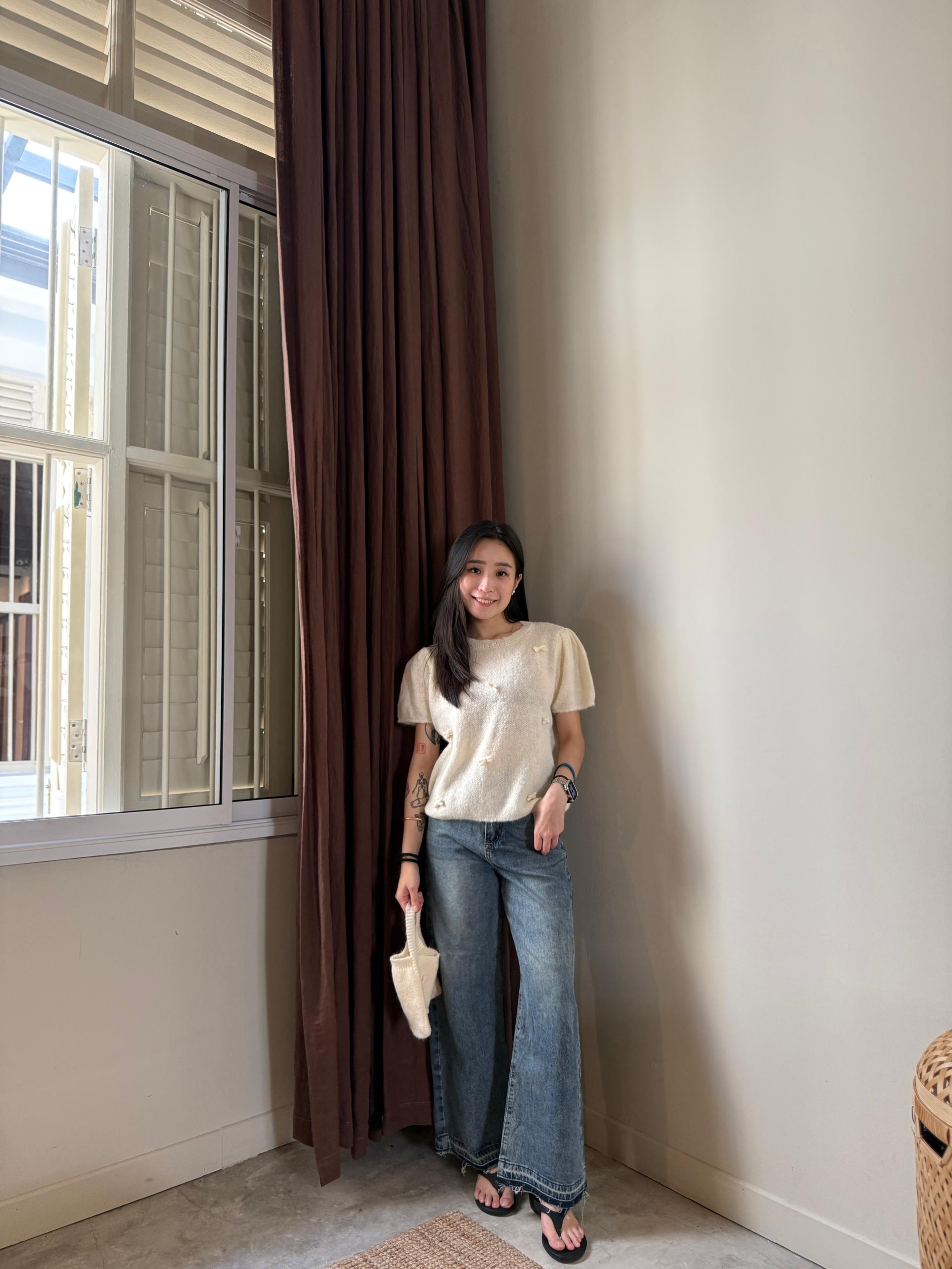 0394 RIBBON KNITTED TOP